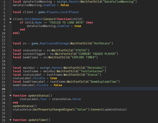 A few lines of code from a hot potato system